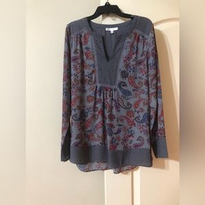 DR2 women top blouse gray color long sleeve Size S